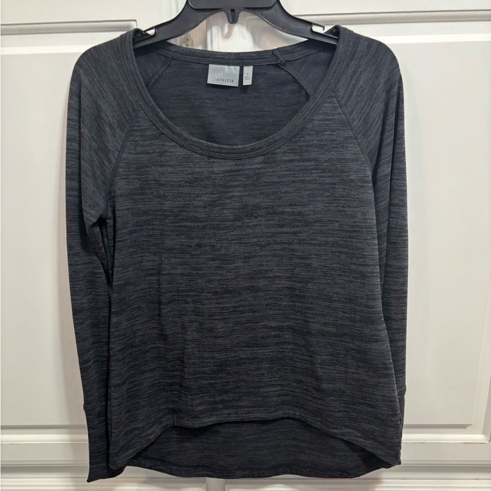 Athleta Activewear Workout Boatneck Heather Gray Pullover Women’s Size Small
